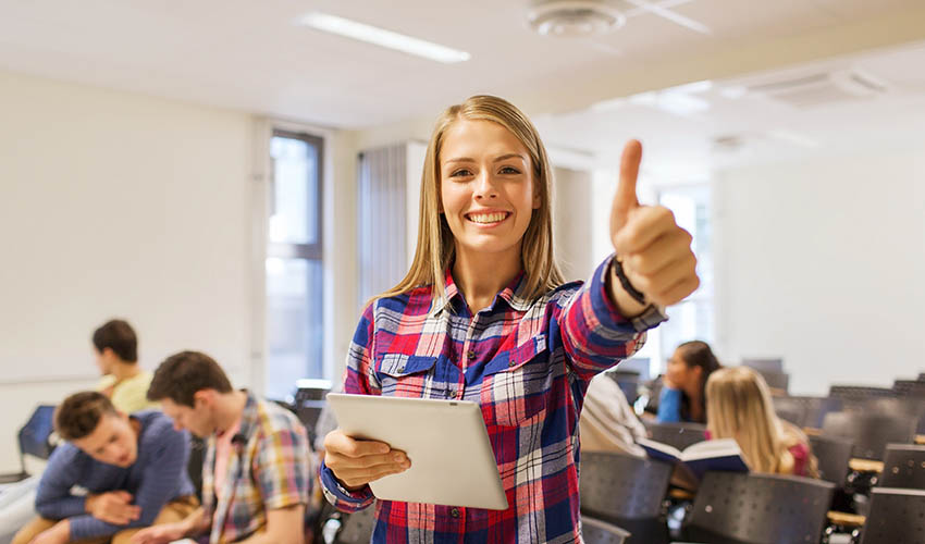 Student with Thumbs up